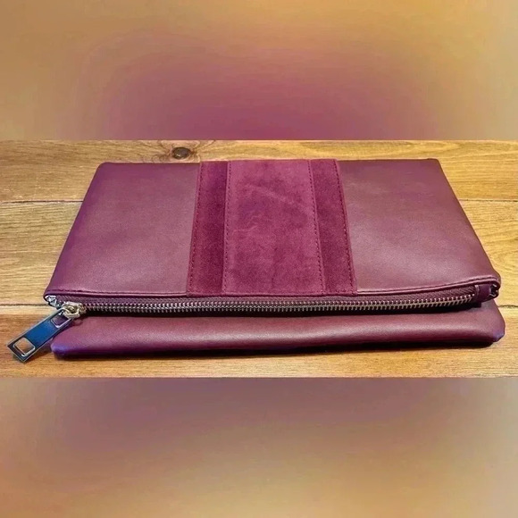 Summer & Rose | Vegan Leather & Velvet Foldover Clutch | Burgundy - Picture 1 of 6